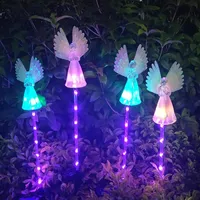 Lampy trawnikowe 2 sztuk Outdoor Słoneczne Światła Akrylowy Anioł ze skrzydłami Wodoodporna Ulica IP44 dla wiejskiego domu dekoracji ogrodowej