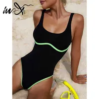 In-X Patchwork swimsuit women Vintage swimwear female Sports monokini bathing suit bodysuit beach wear swimming 220114