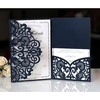 50ピースのエレガントなレーザーカット結婚式の招待状カードがRSVPカードグリーティングカードのビジネスをカスタマイズします。結婚式の装飾パーティー用品220301