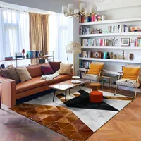 Nordic Style Luxus Rindsleder Patchwork Teppich Echte Kuh Leder Teppich Für Wohnzimmer Dekoration Villa Area Teppiche