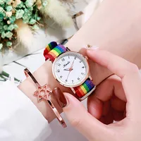 Reloj Mujerfashion Luxury Women's Quartzes Relojes de color Arco iris Cinturón de color Luminoso Wristwatches para mujer elegante