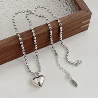 925 Sterling Silver Colgante Collares Joyería Moda Coreana Vintage Designer Lover Collar de corazón con cadena de 45 cm