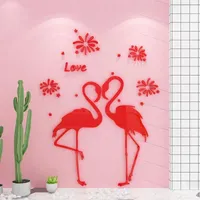 Wall Stickers Creative Flamingo Acrylic Mirror Sticker Sofa Background Bedroom Waterproof 3d Decoration Home DIY Art Decor