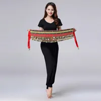 Cinturones Mujeres Belly Dance Belt Trajes Lentejuelas Tassel Bead Hip Bufanda para bailar los colores de Inden