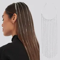 Full Rhinestone Long Tassel Crystal Headband Headpiece per le donne Bijoux Hair Hoop Catena Accessori Catena Catena Catena da sposa Hairband Party Gioielli Regalo