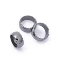 Free Drop Fashion Jewelry Smooth 10mm Width Arc Black Female Hematite Rings Natural Couple Men&#039;s Women&#039;s Wholesale Cluster