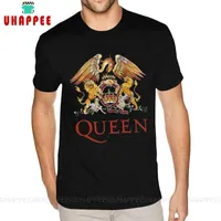 T-shirts masculins Cool Queen le logo Classic Crest Rock Musique Tshirt Mens sur mesure à manches courtes en coton complet en coton noir