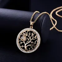 Pendentif Colliers Eule Halskette Baum des Lebens Rose Gold Frauen Pullover Kette Kristall Lange Halsketten Anhnger Erklrung Schmuck B