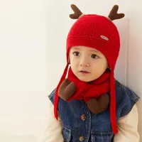 Petten hoeden kacakid officiële baby winter hoed sjaal set schattige herten patroon jongen meisje warme K2012