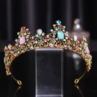 Haarclips Barrettes Kmvexo Barokke Royal Queen Crowns Kleurrijk jelly Jelly Crystal Rhinestone Stone Wedding Tiaras Vrouwen Kostuum Bruids Accesso