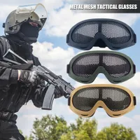 Gafas de sol tácticas Malla de alambre de acero Gafas de red de caza al aire libre Gafas Gafas Protección de ojos de seguridad