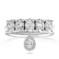 チャコンブランドの結婚指輪の高級ジュエリー925スターリングシルバー半分永遠の楕円形カットホワイトトパーズCZダイヤモンド宝石梨ペンダントパーティー女性リングギフト