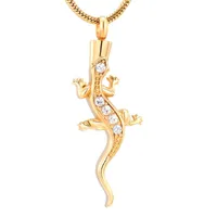 Pendant Necklaces Crystal Lizard With Crystals Cremation Jewelry 316L Stainless Steel Memoial Urn Necklace For Ashes Keepaske