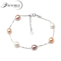 Real Freshwater Pearl Bracelet 925 Silver For Women,Wedding Fashion Colorful Natural Charm Jewelry 220121