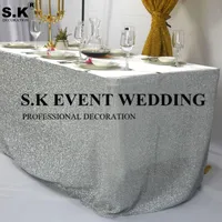 Ouro prata brilho lantejoula mesa saia mesa de toalha de mesa para decoração de banquete de evento de casamento