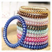 good Quality Telephone Wire Cord Gum Hair Tie Girls Elastic Hair Band Ring Rope Candy Color Bracelet Stretchy Scrunchy Mixed color 354 U2