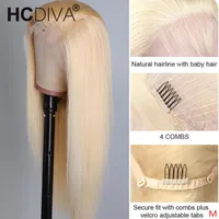 Koronkowe peruki 613 Blonde Front Wig 150% Glueless 13x4 / 13x6 Brazylijskie Proste Human Hair Pre zepsuty 360 Frontal