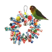 Andra fågelförsörjningar små och stora leksaker papegoja tugga färgglad hängande sväng snuggle ring trä preening foder leksaksbur tillbehör