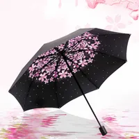 Style d'art pour Girls College Belle fleur fleurissant dans l'eau petit et portable parapluie portable pour abri du vent H1015