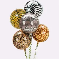 Imixlot 22 tum 4d runda ballonger djurmönster giraff tiger zebra leopard latex fest dekoration dekoration