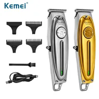 Kemei Professional Hair Clipper Tous Métal Hommes Souffeuse sans fil électrique 0mm Baldhead Terminer Terminer Machine Cut 1949 211229