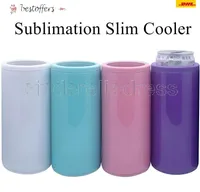 12Oz Sublimation Slim Kühler Doppelwand Gerade Kühler Kupfer-plattierter Kühlspeicher Multicolor Kalt Halter Vakuum BA15