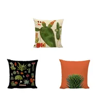 Cojín / almohada decorativa de alta calidad plantas verdes cactuses cojín cubiertas de lino de oro carnoso algodón decoración casera decoración de yoga silla sofá regalos tirar