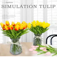 50pcs látex tulipas artificial buquê de bouquet de toque real flores para decoração caseira decorativa 8 cores opção