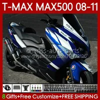 Motorcykelkropp för Yamaha T-Max500 TMAX-500 MAX-500 T 08-11 Bodywork 107No.17 Tmax Blue White Max 500 Tmax500 Max500 08 09 10 11 XP500 2008 2009 2010 2011 Fairings