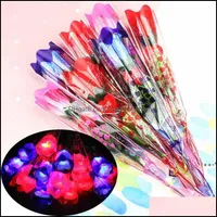 Decorative Flowers & Wreaths Festive Party Supplies Home Garden Led Light Up Rose Flower Glowing Valentines Day Wedding Decoration Fake Deco