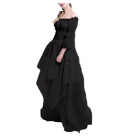 Casual Sukienki Plus Rozmiar Dress Dla Kobiet Elegancki Elegancki Rocznika Draped Slash Neck Solid Color Maxi Robe Longue Soirée