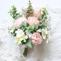 Dekoratif Çiçekler Çelenk Pembe Ipek Şakayık Yapay Gül Ev Dekor Aksesuarları Beyaz Sahte Çiçek Düğün DIY Yüksek Kalite Büyük Buket
