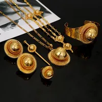 Серьги Ожерелье Эфиопские Золотые Цветные Часть Волос Штат Женщины Мода Эритрея Хабеша Африканский Ювелирный Набор