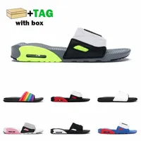 Box with Classic 90 Slippers Men Women 90s Digners Slid White Rose Cool Grey Smoke Volt Black Oreo Slide Fashion Flip Flop Outdoor Beach