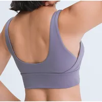 Yoga Sports Bra Fitness Wear Padded Tank Tops Shirt L-86 Irregular Gathered Shockproof Navel Indoor Women Solid Color Gym Underwear Ropa Interior Body Shapewear