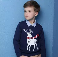 Zaman sınırlı Kazak Unisex 5 adet / grup 3-7 Yaşındaki Çocuk Sonbahar Kazak Yeni Noel Ren Geyiği T-shirt
