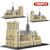 7380pcs + Diamond Mini Notre-Dame de Paris Modelo Blocos de construção Igreja Tibet Potala Palace Tijolos Brinquedos para crianças Q0723