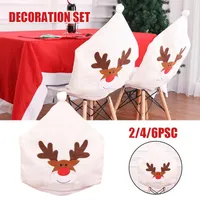 Chair Cover Christmas Non-Woven Elk Broderi Creamys-White Novelty Desk Ornaments för Kök Party Decor Ts3