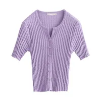 Malhas das mulheres Tees Inman Pullover Knitwear Verão Design Minimal Fit Forma Dobby Pequeno V Pescoço Confortável Manga Curta Top desgaste
