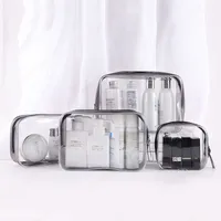 4 Tamaño Transpaent PVC Maquillaje Bolsa de almacenamiento Portátil Transparente Plastic Pouch Handbag Cosmetic Wetsing Organizer Bolsa de viaje