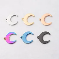 Semitree 5pcs Stainless Steel Ox Horn Charms Crescent Moon Necklace Pendant for DIY Jewelry Making Handmade Supplies Accessories 1486 V2