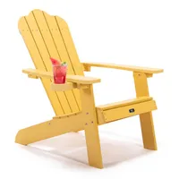 Chair Backyard Benches Painted Seating with Cup Holder All-Weather and Fade-Resistant Plastic Wood for Outdoor Patio Deck Garden P550p