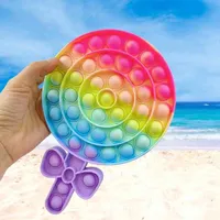 Regenboog lollipop vormige fidget speelgoed zacht sensorische gift herbruikbare squeeze gift stress reliëf ouder-kind interactief educatief bordspel