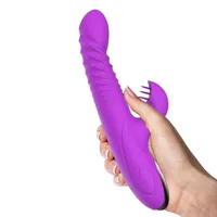 [US&CA Warehouse] Thruting Rabbit Vibrator G Spot Anal Vibrating Dildo for Women Automatic telescopic heating female rotating massage stick masturbation device