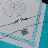 Mode Eenvoudige Sieraden 925 Sterling Zilveren Sneeuwvlok Vorm Party Sleutelbeen Ketting Diamant Dame Leuke Ketting Hanger Gift