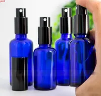 10ml 15ml 30ml 50ml 100ml Blue Glass Spray Bottles Essential Oils Bottle med svart pumpsprayer keps för kosmetisk parfymod