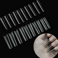 Falska naglar Non c-Curve XXL Long Coffin Acrylic Nail Tips Straight Square Half Cover Artificial Extension System Tool