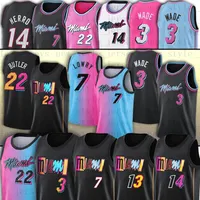 Miami Heat Basketball Jersey Dwayne Dwyane 3 Wade 22 Jimmy Butler 14 Tyler Herro 13 Bam Adebayo 55 Duncan Robinson 25 Kendrick Nunn Stitched Jersey