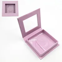 Square pink Wholesale False Eyelashes Packaging Box with tray Fake 3d 5d 25mm Mink Lashes Boxes Faux Cils Strip Magnetic Case Empty