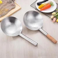 High-Quality Wooden Stainless Steel Handle No Coating Non-stick Spoon Wok Kitchen Gadgets Accessories Tools Spoons320z